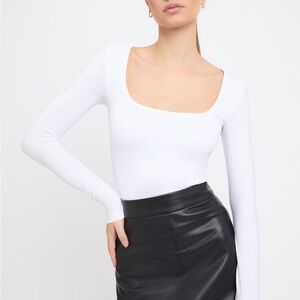 Kookai Donna long sleeve top square neck Elegant White Long Sleeve Top